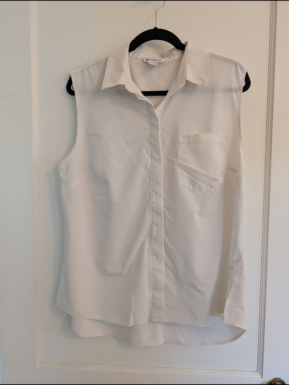 Athleta Sleeveless White Button-Front Blouse